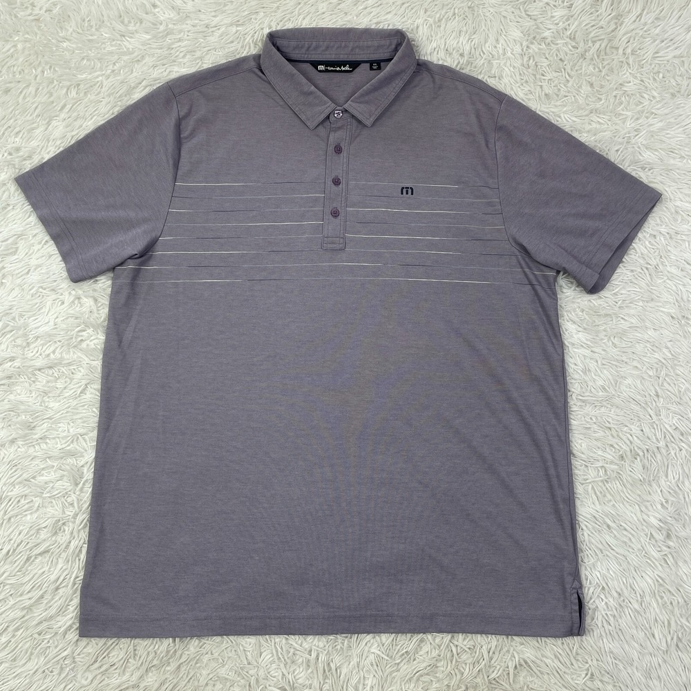 Travis Mathew Shirt Mens XXL Purple Striped Performance Polo Golf Pima Cotton